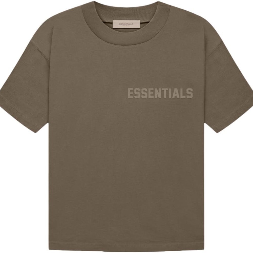 ESSENTIALS Olive Green Flocked T-Shirt